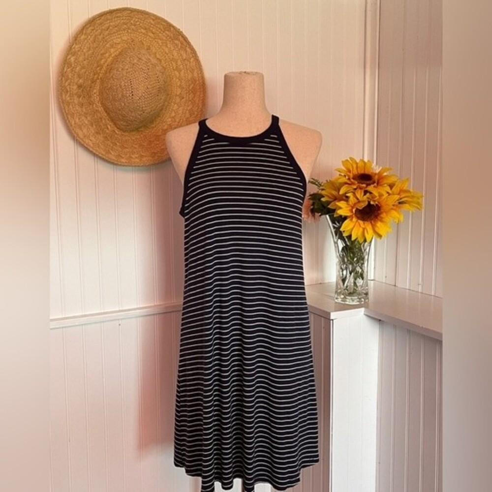 Ribbed Blue Striped Dress